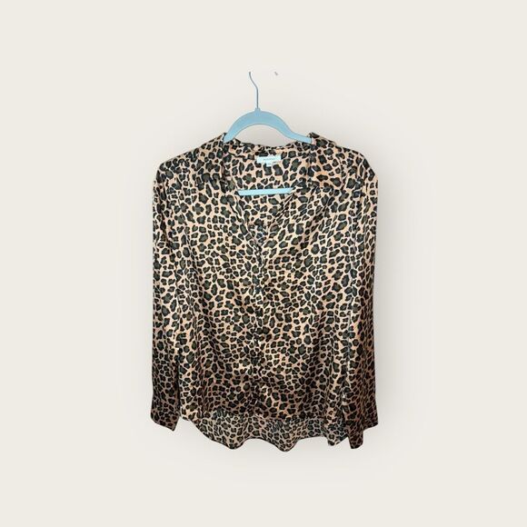 Anthropologie Pleione Cheetah Print Button Front Top Size Large - Picture 1 of 6